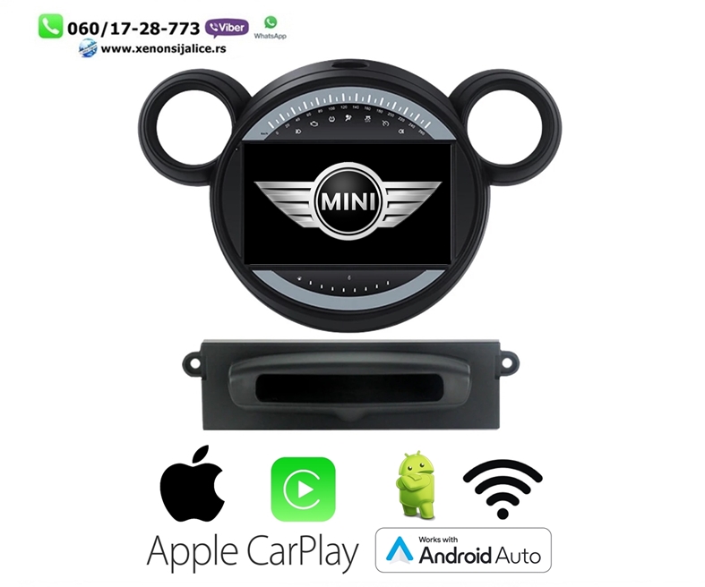 MINI MORIS MULTIMEDIJA ANDROID,CAR PLAY NAVIGACIJA TOUCH SCREEN 8 INCA