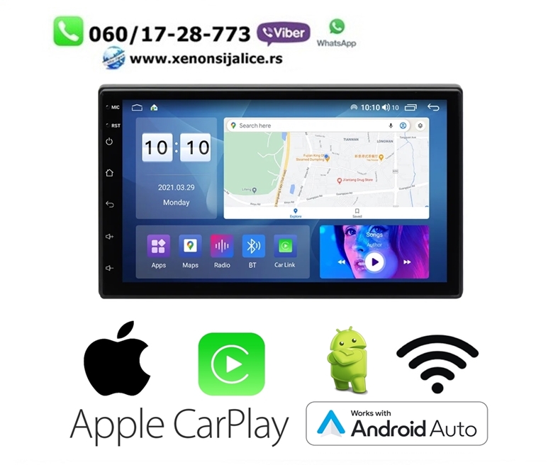UNIVERZALNA 2 DIN MULTIMEDIJA ANDROID,CAR PLAY NAVIGACIJA TOUCH SCREEN 7 INCA